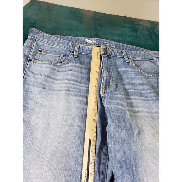 Mossimo Jeans Size 14 Womens Blue Stretch Denim Pants Mid Rise Boyfriend Crop - Picture 6 of 11